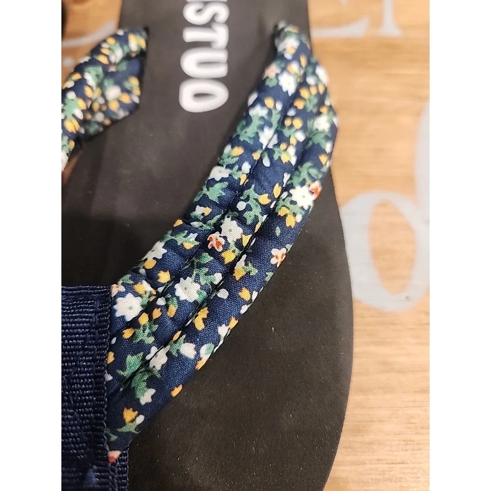 Women's Floral‎ Flip Flops Sandals Size 8 ZMISTUO Black Summer Beach Shoes
